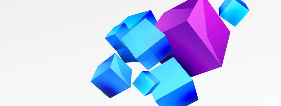 3d cubes vector abstract background. Composition of 3d square shaped basic Stock Illustration