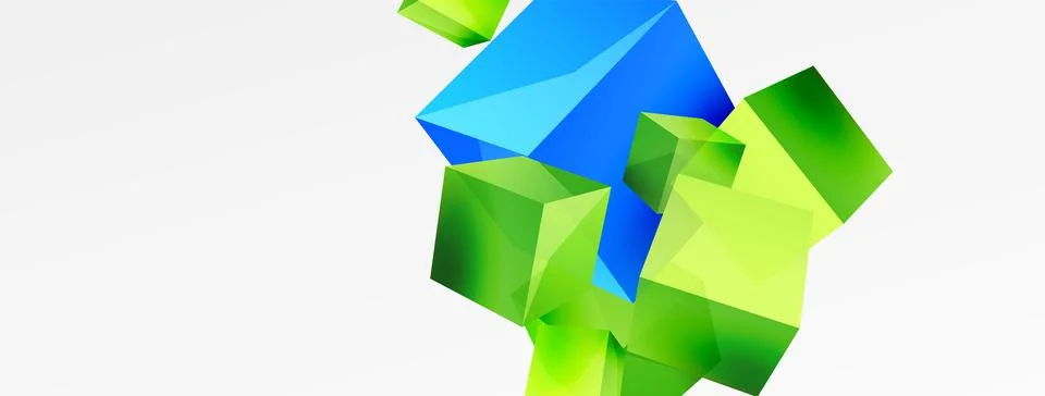 3d cubes vector abstract background. Composition of 3d square shaped basic 스톡 일러스트