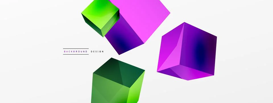 3d cubes vector abstract background. Composition of 3d square shaped basic 스톡 일러스트