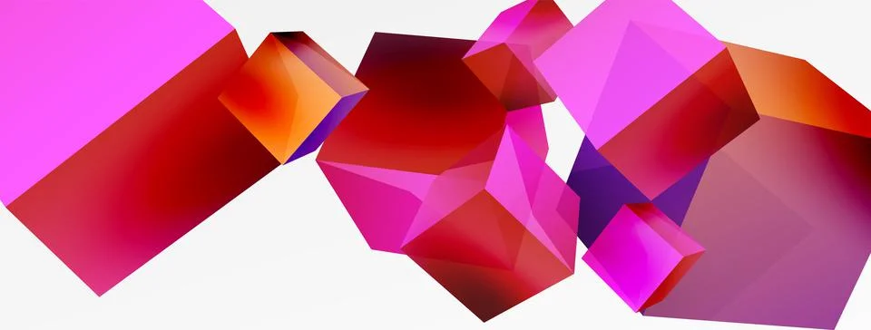 3d cubes vector abstract background. Composition of 3d square shaped basic Stock Illustration