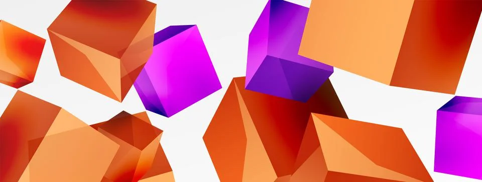 3d cubes vector abstract background. Composition of 3d square shaped basic Illustrazione stock