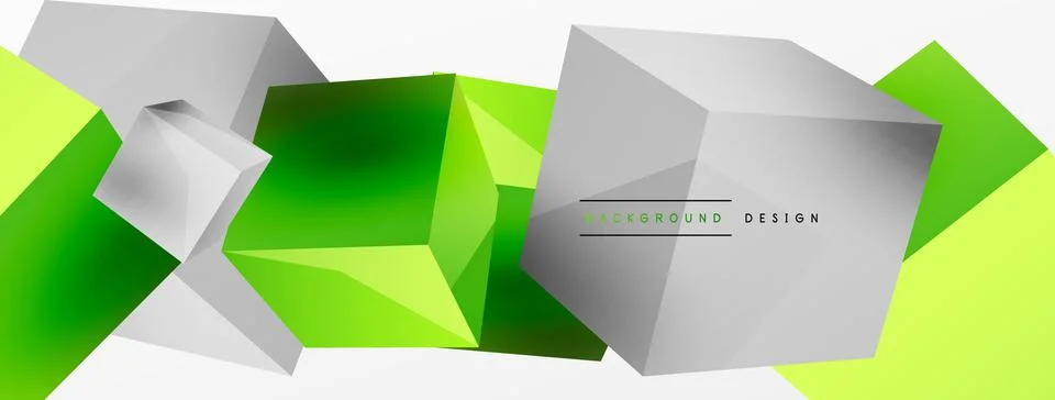 3d cubes vector abstract background. Composition of 3d square shaped basic Stock Illustration