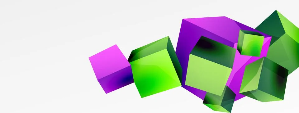 3d cubes vector abstract background. Composition of 3d square shaped basic Stock Illustration