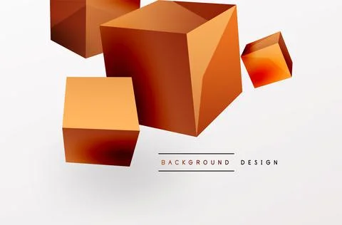 3d cubes vector abstract background. Composition of 3d square shaped basic Stock Illustration