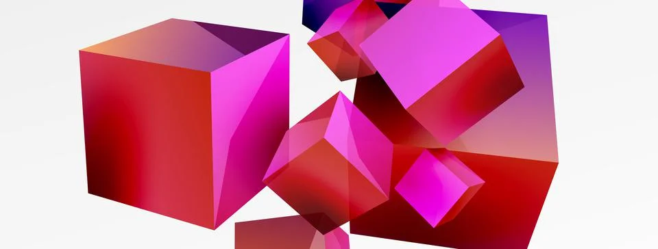 3d cubes vector abstract background. Composition of 3d square shaped basic Stock Illustration