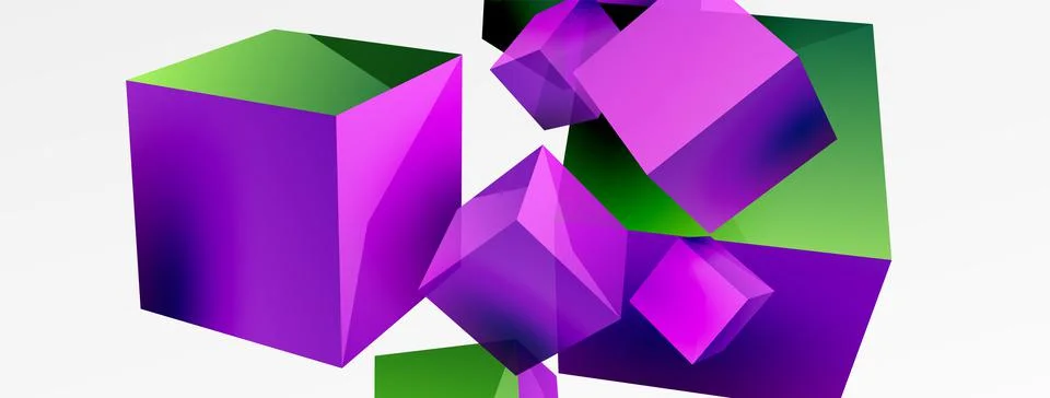 3d cubes vector abstract background. Composition of 3d square shaped basic Illustrazione stock