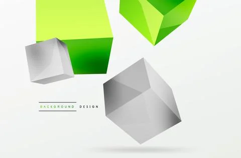 3d cubes vector abstract background. Composition of 3d square shaped basic Stock Illustration