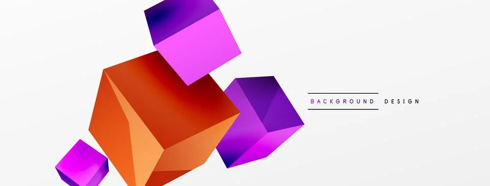 3d cubes vector abstract background. Composition of 3d square shaped basic Stock Illustration