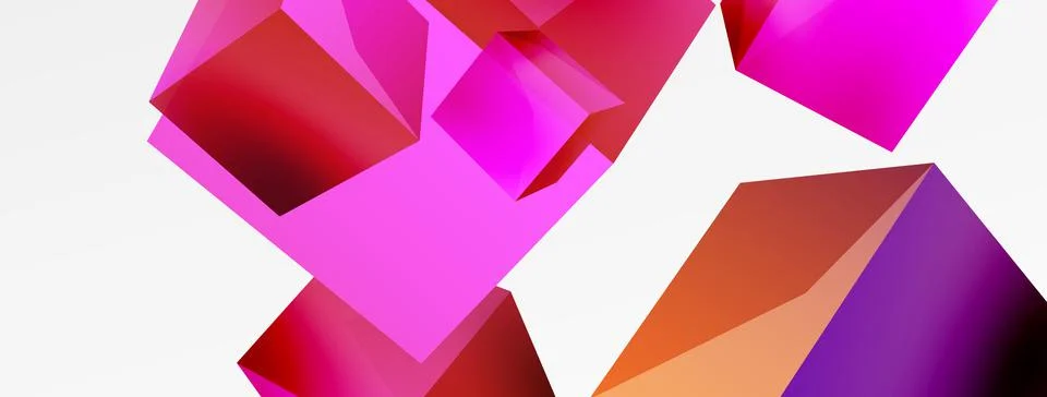 3d cubes vector abstract background. Composition of 3d square shaped basic Stock Illustration