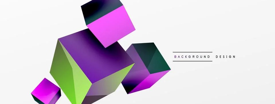 3d cubes vector abstract background. Composition of 3d square shaped basic 스톡 일러스트