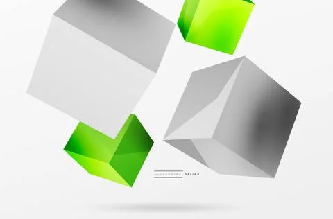 3d cubes vector abstract background. Composition of 3d square shaped basic Stock Illustration