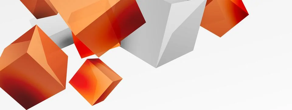 3d cubes vector abstract background. Composition of 3d square shaped basic Stock Illustration