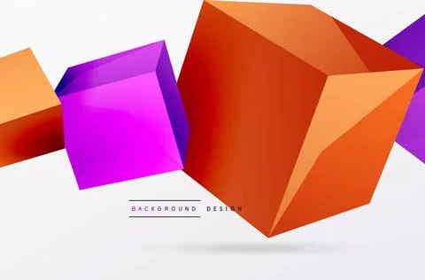 3d cubes vector abstract background. Composition of 3d square shaped basic Stock Illustration