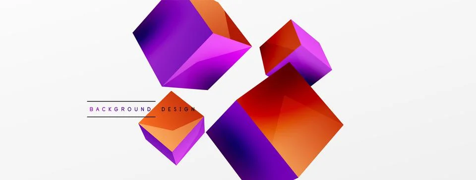 3d cubes vector abstract background. Composition of 3d square shaped basic Stock Illustration