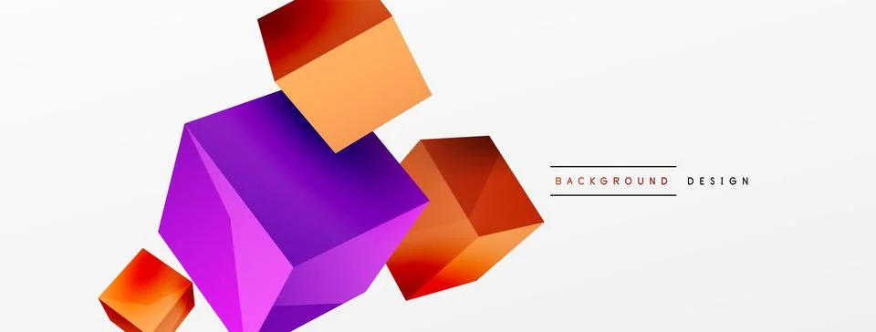 3d cubes vector abstract background. Composition of 3d square shaped basic Stock Illustration