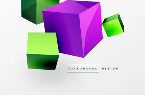 3d cubes vector abstract background. Composition of 3d square shaped basic Stock Illustration