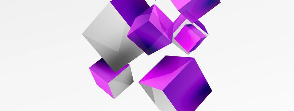 3d cubes vector abstract background. Composition of 3d square shaped basic Stock Illustration