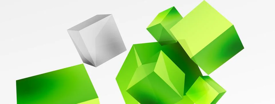 3d cubes vector abstract background. Composition of 3d square shaped basic Stock Illustration