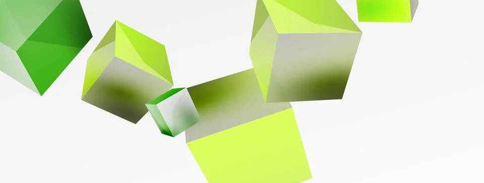 3d cubes vector abstract background. Composition of 3d square shaped basic Stock Illustration