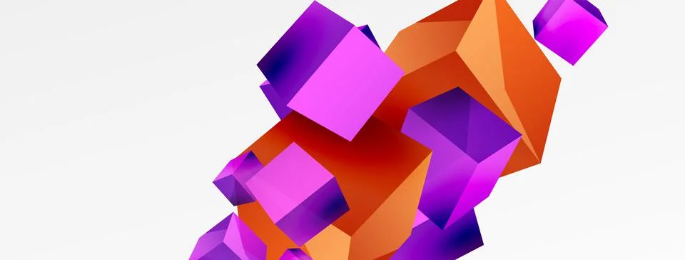 3d cubes vector abstract background. Composition of 3d square shaped basic 스톡 일러스트