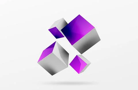 3d cubes vector abstract background. Composition of 3d square shaped basic Stock Illustration