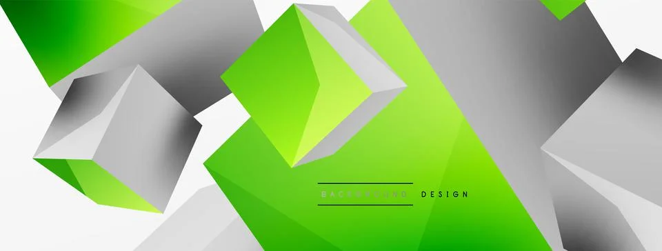 3d cubes vector abstract background. Composition of 3d square shaped basic Stock Illustration