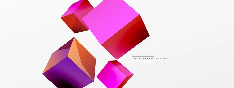 3d cubes vector abstract background. Composition of 3d square shaped basic Illustrazione stock