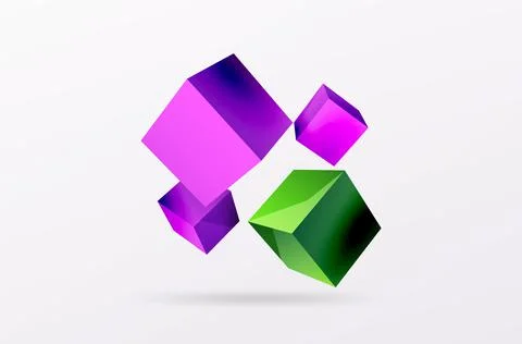 3d cubes vector abstract background. Composition of 3d square shaped basic Stock Illustration