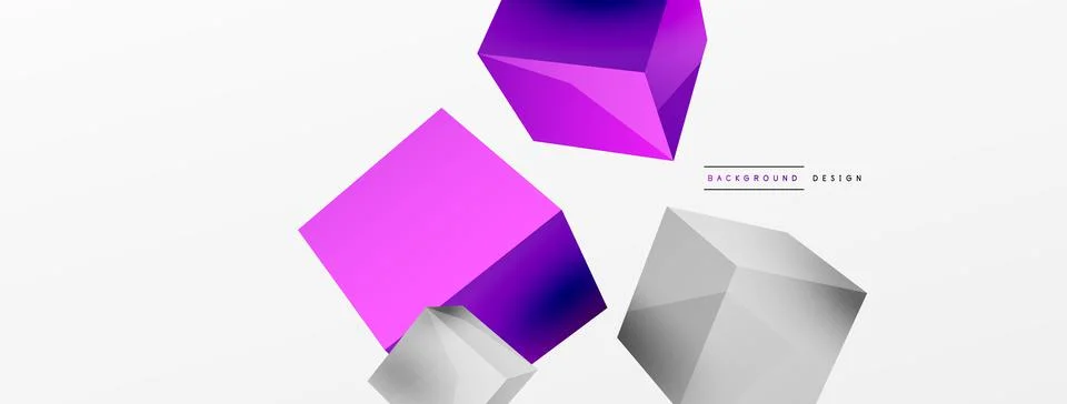 3d cubes vector abstract background. Composition of 3d square shaped basic Stock Illustration
