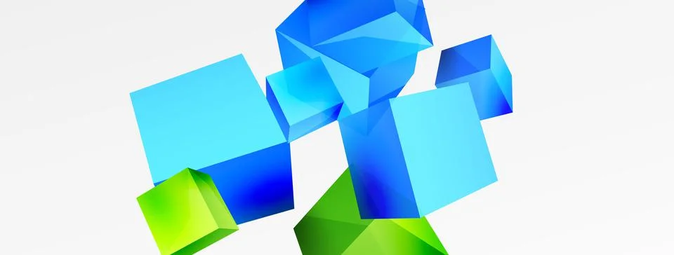 3d cubes vector abstract background. Composition of 3d square shaped basic Stock Illustration