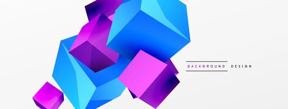 3d cubes vector abstract background. Composition of 3d square shaped basic Stock Illustration