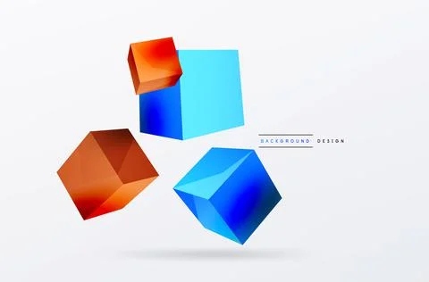 3d cubes vector abstract background. Composition of 3d square shaped basic Stock Illustration