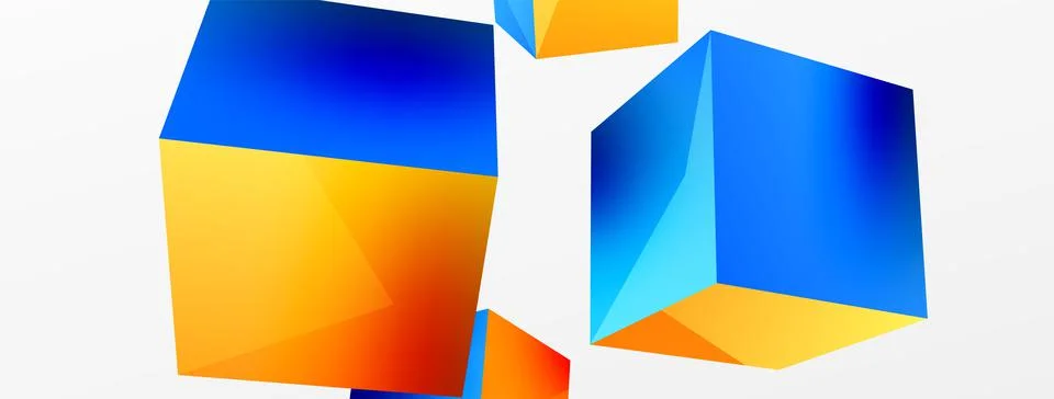 3d cubes vector abstract background. Composition of 3d square shaped basic Stock Illustration