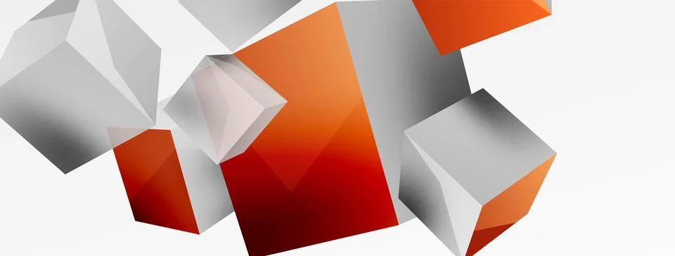 3d cubes vector abstract background. Composition of 3d square shaped basic Stock Illustration