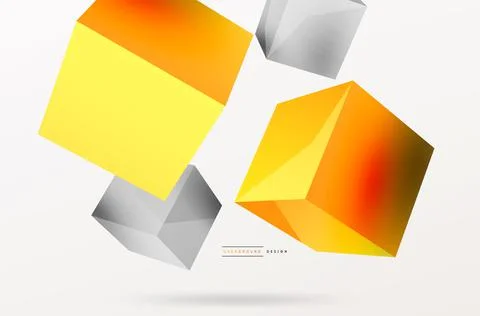 3d cubes vector abstract background. Composition of 3d square shaped basic Stock Illustration
