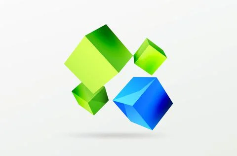 3d cubes vector abstract background. Composition of 3d square shaped basic 스톡 일러스트