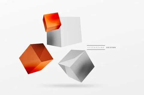 3d cubes vector abstract background. Composition of 3d square shaped basic Illustrazione stock