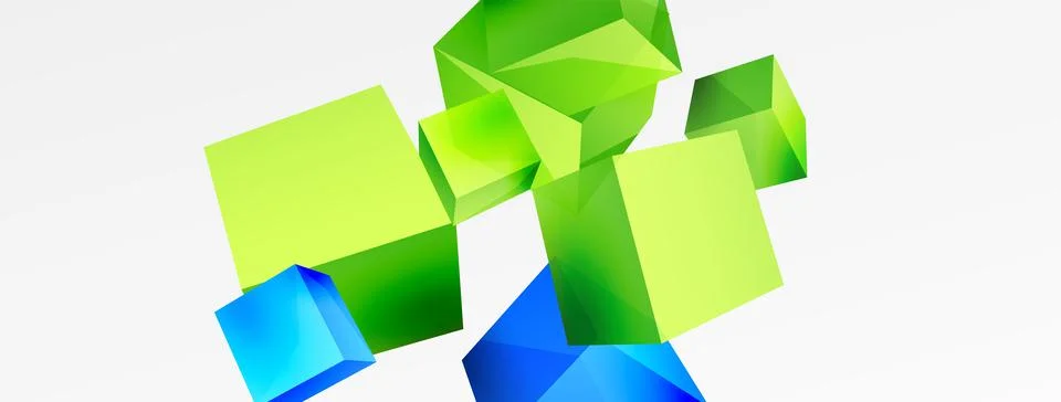 3d cubes vector abstract background. Composition of 3d square shaped basic 스톡 일러스트