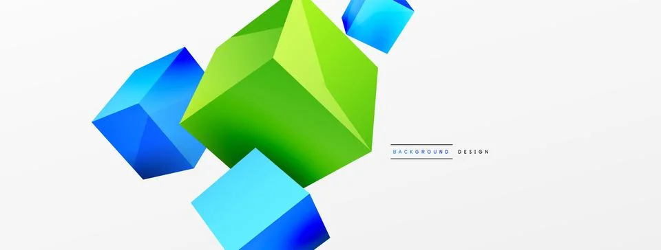 3d cubes vector abstract background. Composition of 3d square shaped basic Stock Illustration