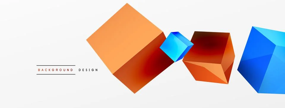 3d cubes vector abstract background. Composition of 3d square shaped basic Stock Illustration