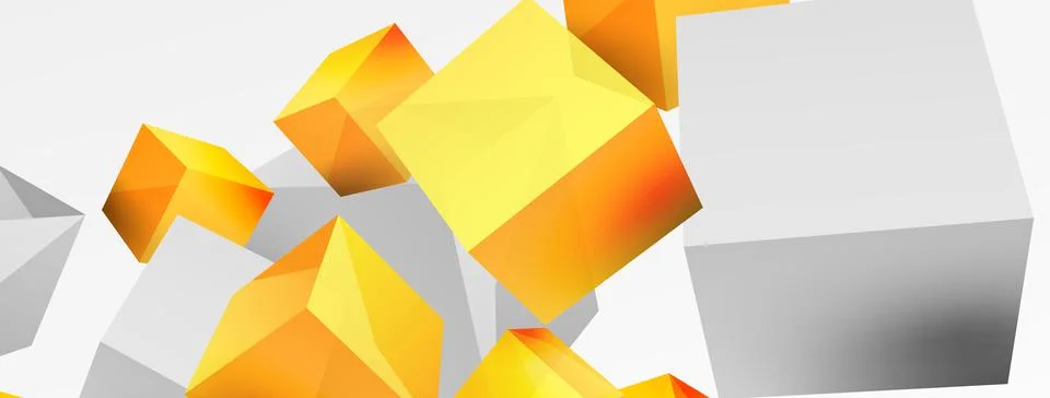 3d cubes vector abstract background. Composition of 3d square shaped basic Stock Illustration