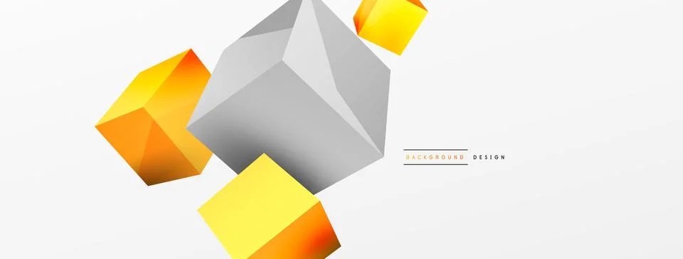 3d cubes vector abstract background. Composition of 3d square shaped basic Stock Illustration