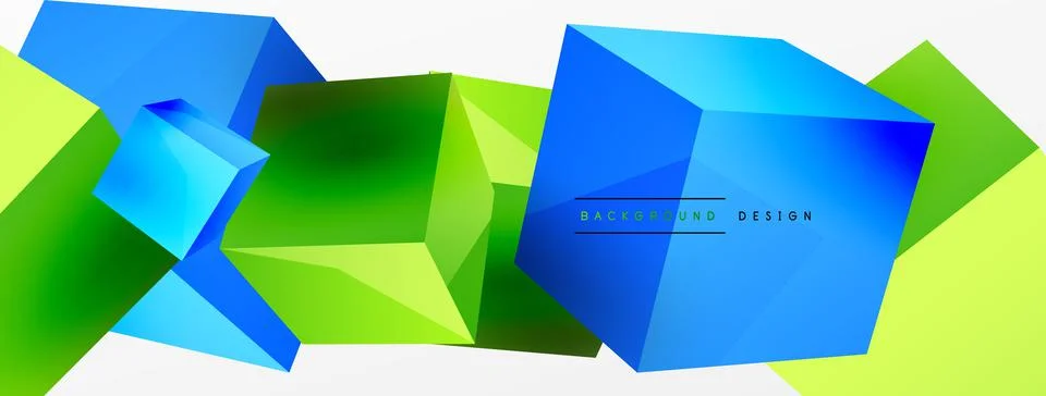 3d cubes vector abstract background. Composition of 3d square shaped basic 스톡 일러스트