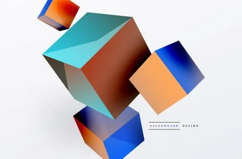 3d cubes vector abstract background. Composition of 3d square shaped basic 스톡 일러스트