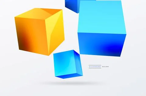 3d cubes vector abstract background. Composition of 3d square shaped basic 스톡 일러스트