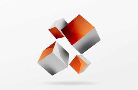 3d cubes vector abstract background. Composition of 3d square shaped basic Stock Illustration