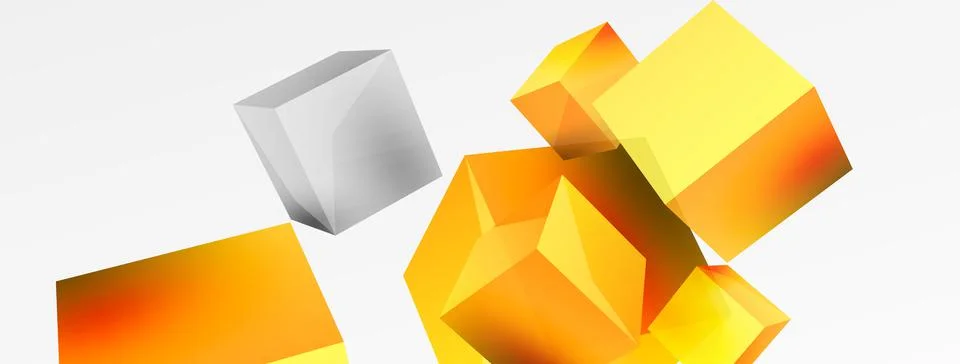 3d cubes vector abstract background. Composition of 3d square shaped basic Stock Illustration