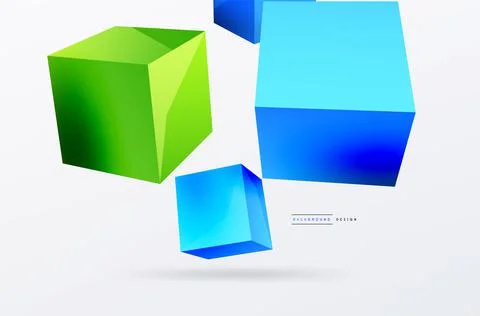 3d cubes vector abstract background. Composition of 3d square shaped basic Stock Illustration