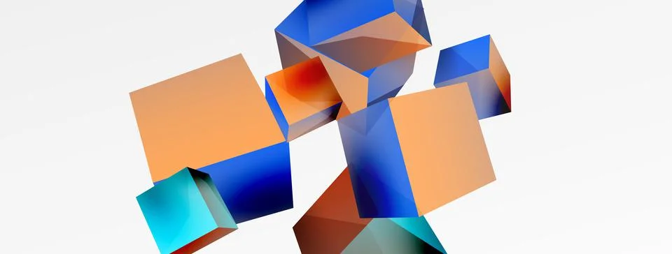 3d cubes vector abstract background. Composition of 3d square shaped basic Stock Illustration
