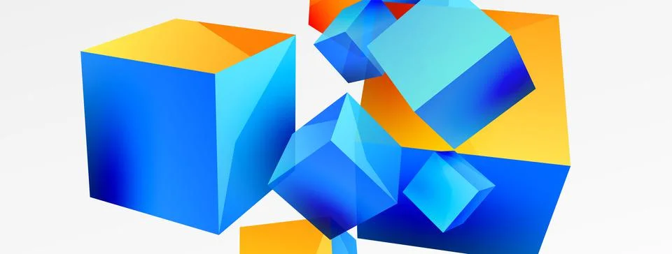 3d cubes vector abstract background. Composition of 3d square shaped basic Stock Illustration